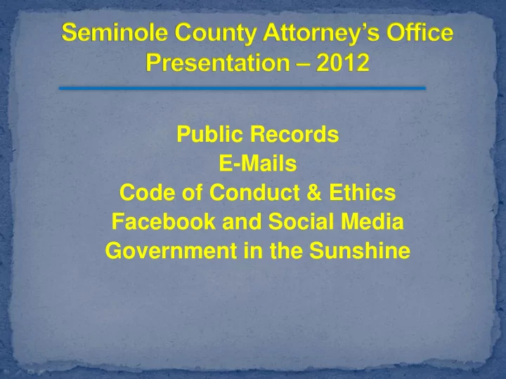 public records e mails code of conduct ethics facebook