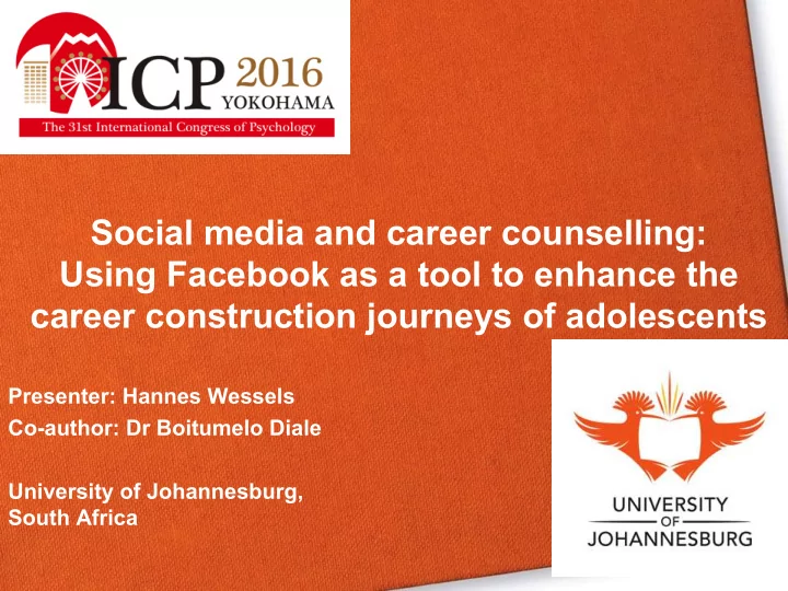 social media and career counselling using facebook as a