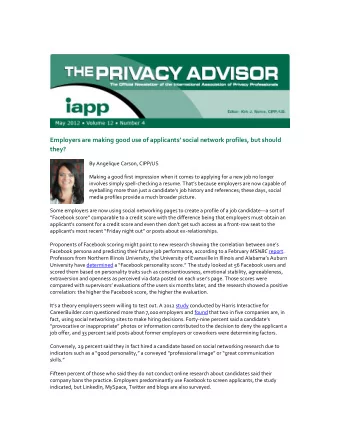 Employers are making good use of applicants  social network profiles, but should  they?  By