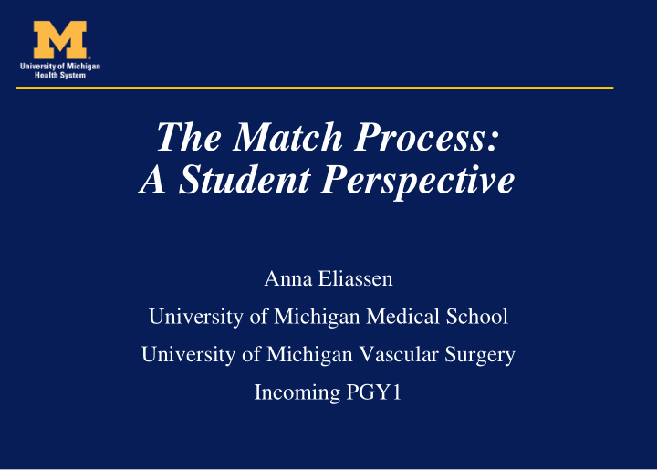 the match process a student perspective