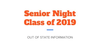 Senior Night  Class of 2019  OUT OF STATE INFORMATION  Welcome  Warren Parker  School Counselor