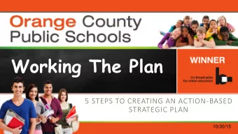 Working The Plan  5 STEPS TO CREATING AN ACTION-BASED  STRATEGIC PLAN  10/30/15  Learning