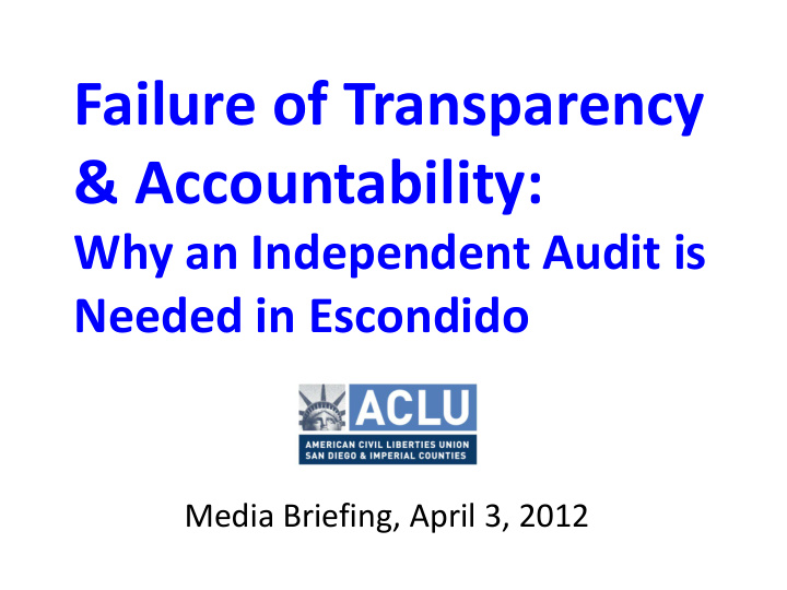 failure of transparency accountability