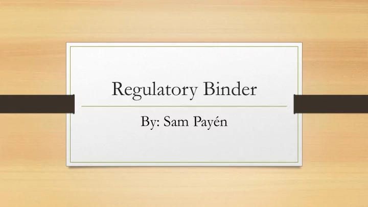 regulatory binder