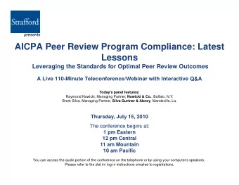 AICPA Peer Review Program Compliance: Latest  Lessons  Lessons  Leveraging the Standards for