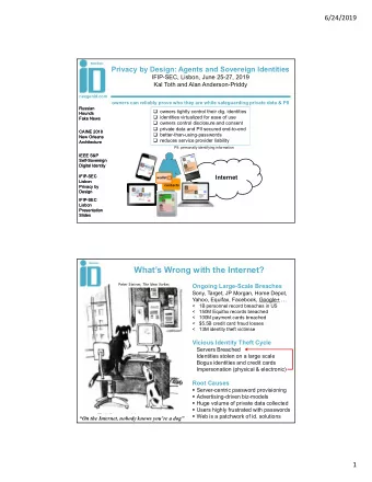 Whats Wrong with the Internet? Peter Steiner, The New Yorker,  Ongoing Large-Scale Breaches
