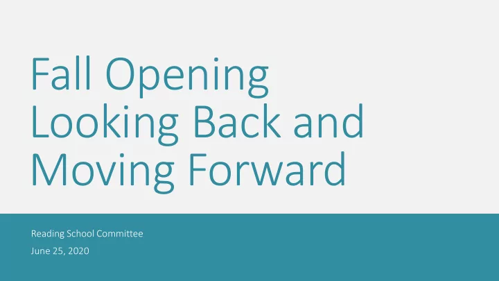 fall opening looking back and moving forward