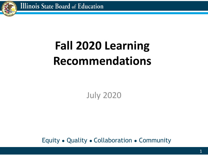 fall 2020 learning recommendations