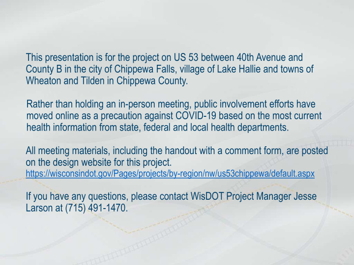 this presentation is for the project on us 53 between