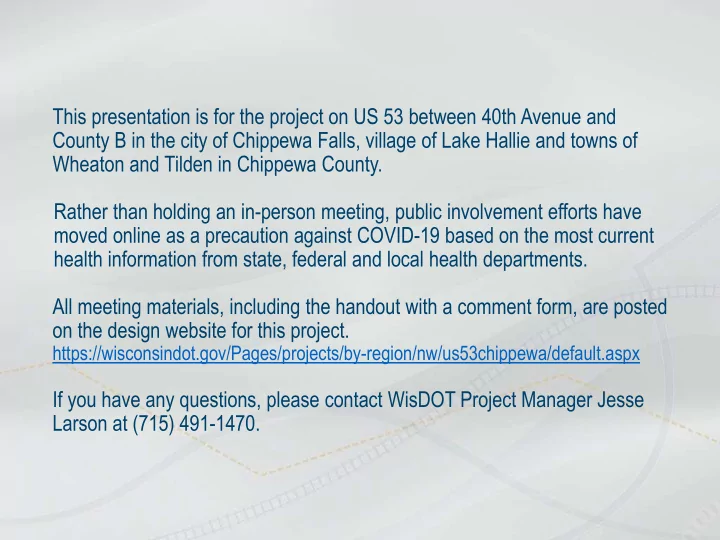 this presentation is for the project on us 53 between