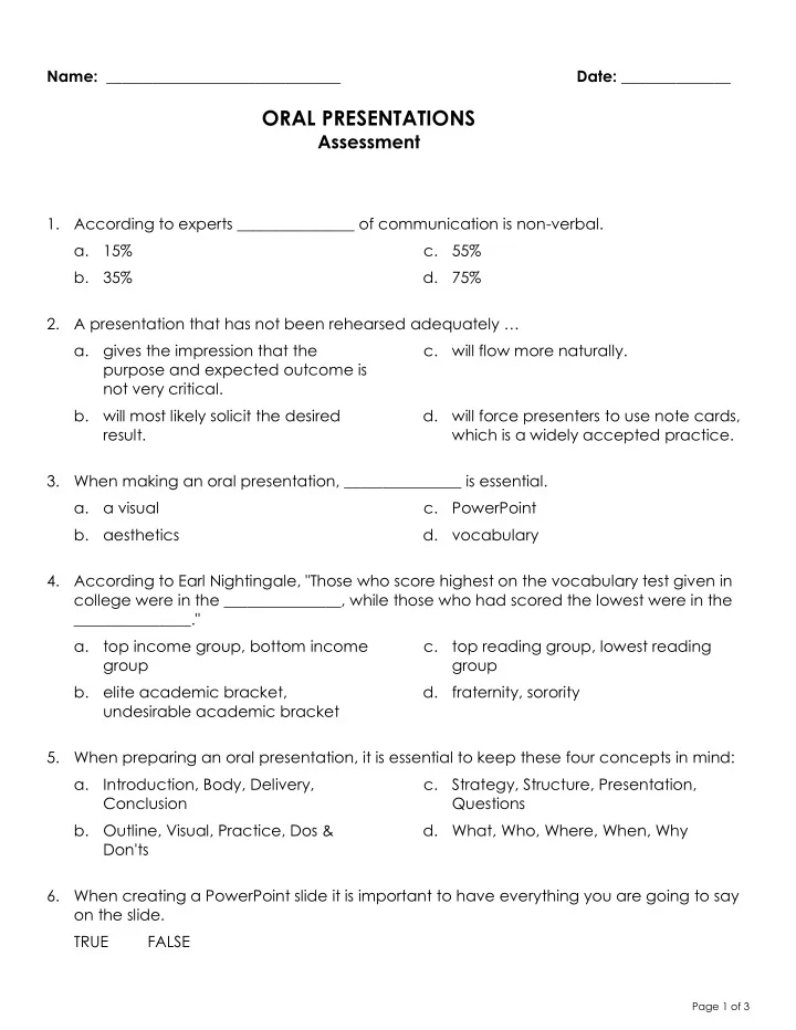 oral presentations