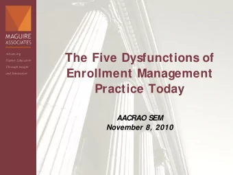 The Five Dysfunctions of  Enrollment Management  Practice Today  AACRAO SEM  November 8, 2010