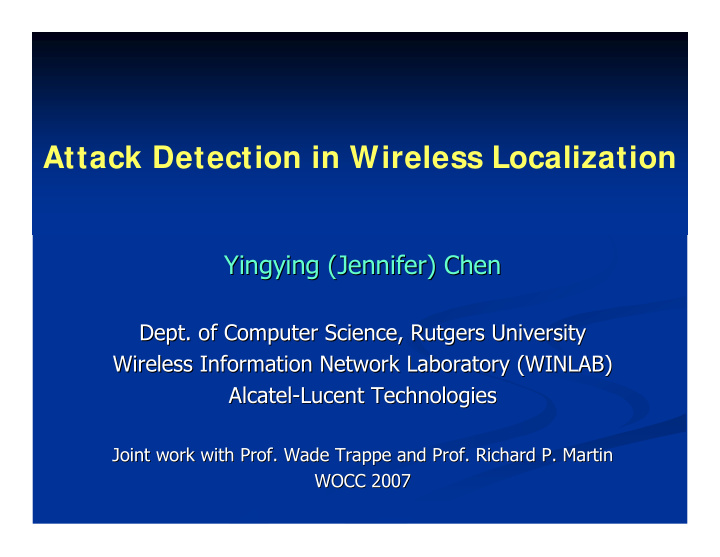 attack detection in wireless localization