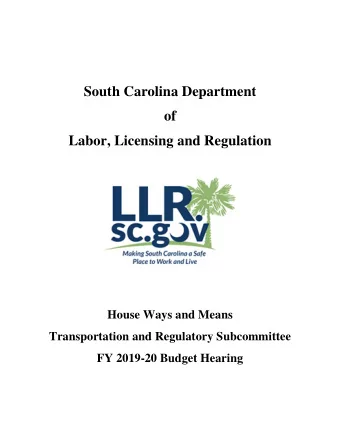 House Ways and Means  Transportation and Regulatory Subcommittee  FY 2019-20 Budget Hearing  Index