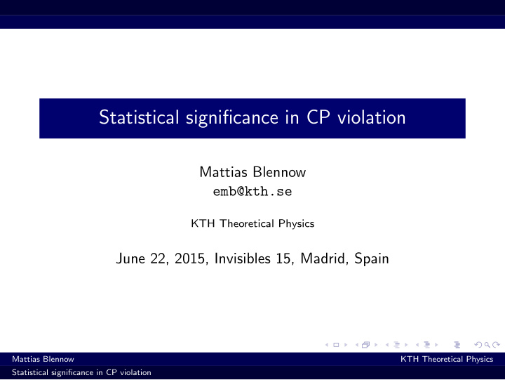 statistical significance in cp violation
