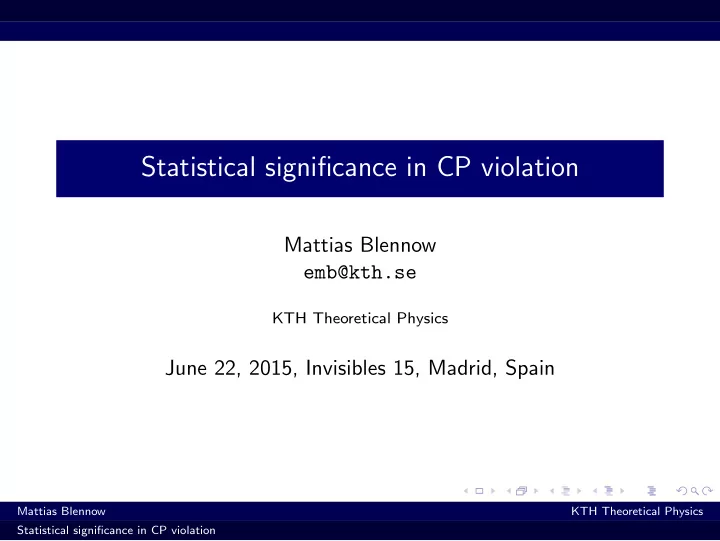 statistical significance in cp violation
