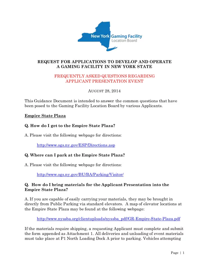 request for applications to develop and operate a gaming