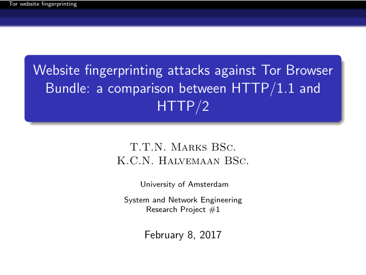 website fingerprinting attacks against tor browser bundle