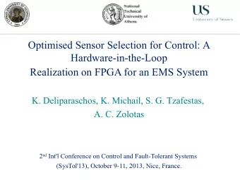 Optimised Sensor Selection for Control: A  Hardware-in-the-Loop  Realization on FPGA for an EMS