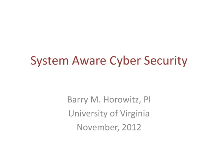 system aware cyber security
