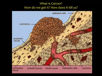 How do we get it? How does it kill us?  Two distinct cancer research themes:  1. tumor onset  (how