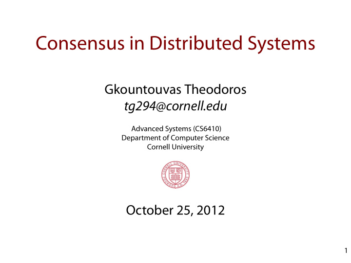 consensus in distributed systems