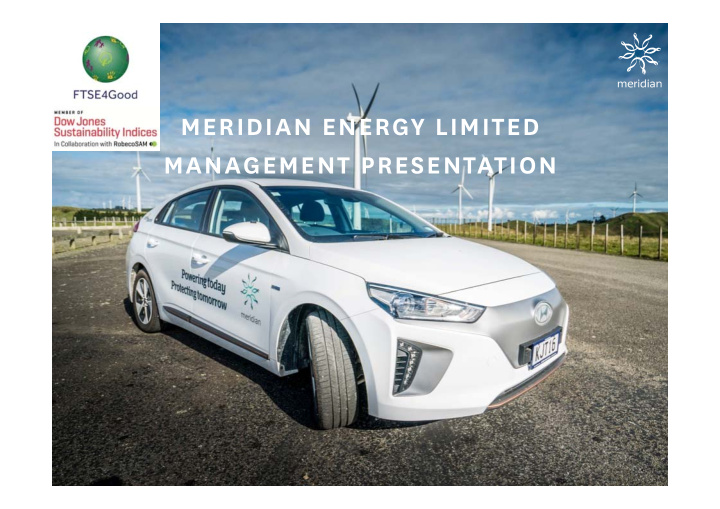 meridian energy limited management presentation