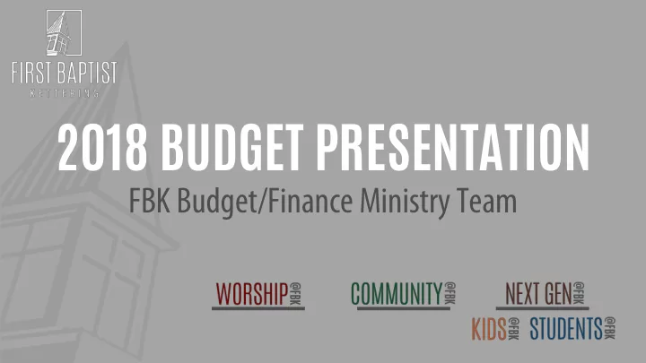 2018 budget presentation