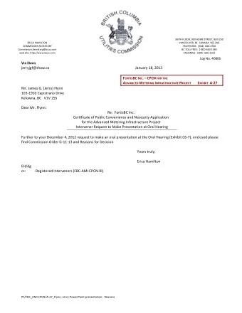 web site: http://www.bcuc.com FACSIMILE: (604) 660  1102 Log No. 40806 V IA E MAIL