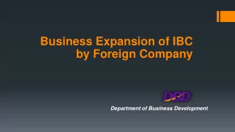 Business Expansion of IBC  by Foreign Company  Department of Business Development  Foreign Business