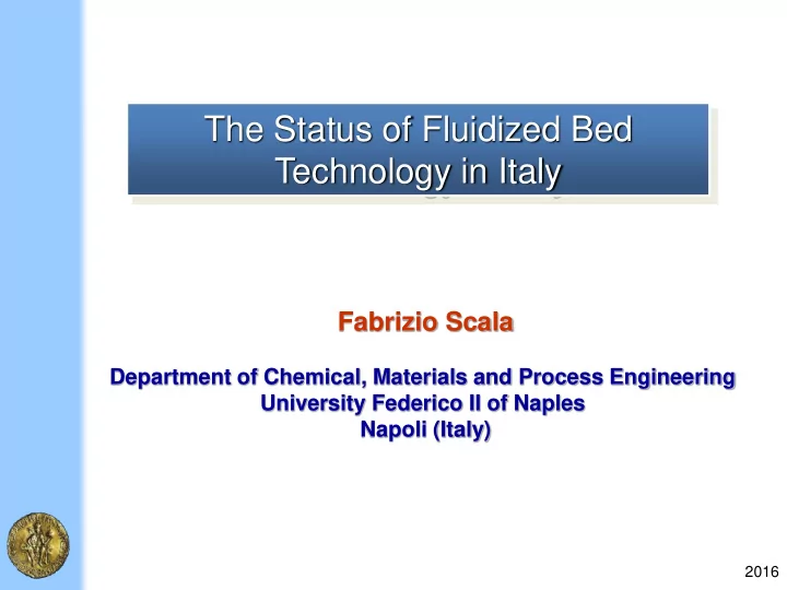 the status of fluidized bed technology in italy