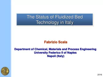 The Status of Fluidized Bed  Technology in Italy Fabrizio Scala  Department of Chemical, Materials