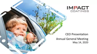 CEO Presentation  Annual General Meeting  May 14, 2020  Annual General Meeting  May 14, 2020