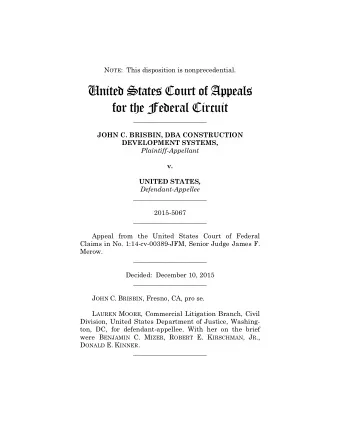 United States Court of Appeals  for the Federal Circuit  ______________________  JOHN C. BRISBIN,