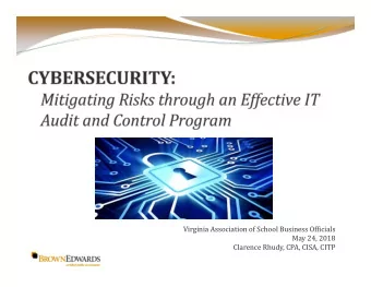 Virginia Association of School Business Officials  May 24, 2018  Clarence Rhudy, CPA, CISA, CITP