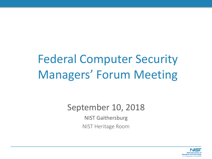 federal computer security managers forum meeting
