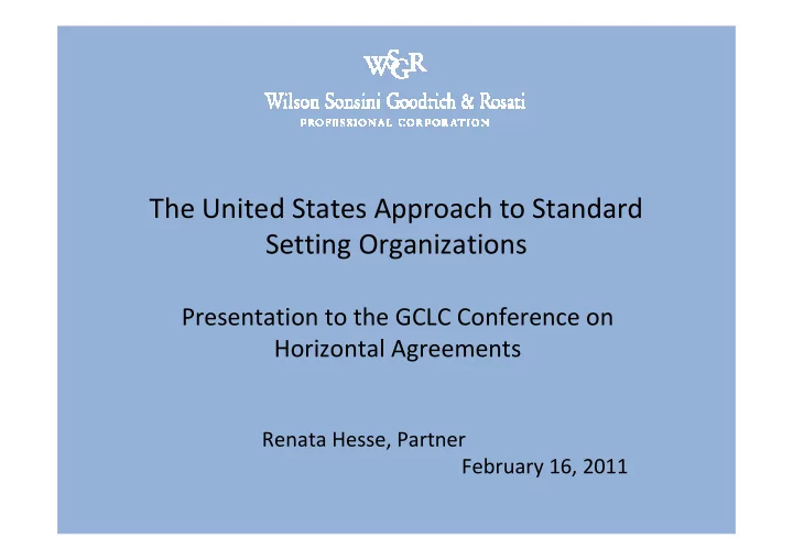 the united states approach to standard setting