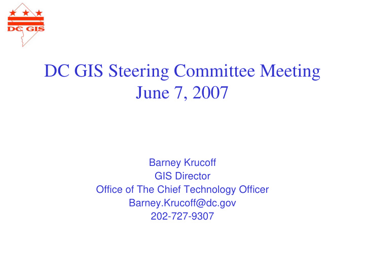 dc gis steering committee meeting june 7 2007