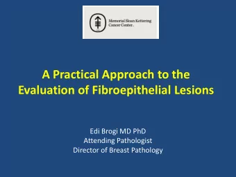 A Practical Approach to the  Evaluation of Fibroepithelial Lesions  Edi Brogi MD PhD  Attending