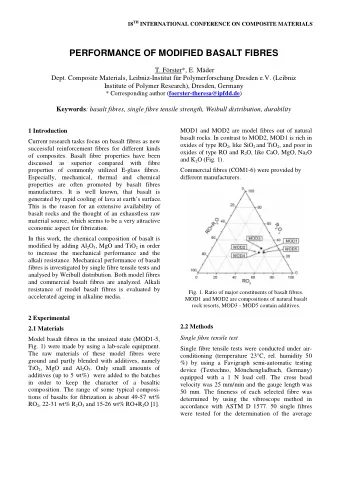 PERFORMANCE OF MODIFIED BASALT FIBRES  T. Frster*, E. Mder  Dept. Composite Materials,