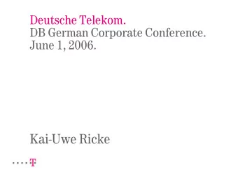 Kai-Uwe Ricke  Disclaimer.  This presentation contains forward-looking statements that reflect the