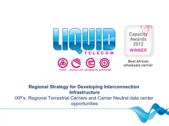 Regional Strategy for Developing Interconnection  Infrastructure  IXPs, Regional Terrestrial