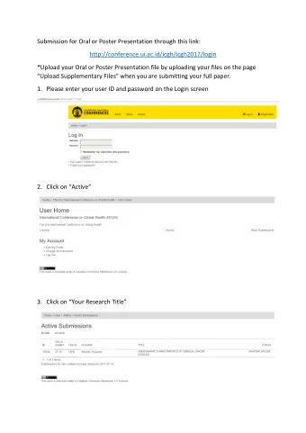 Submission for Oral or Poster Presentation through this link: