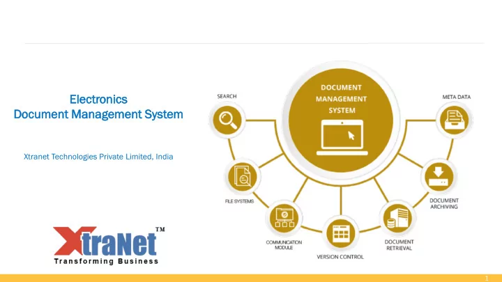 el elec ectr tronic onics doc ocument ument ma management