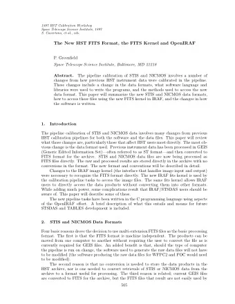 The New HST FITS Format, the FITS Kernel and OpenIRAF  P. Greenfield  Space Telescope Science