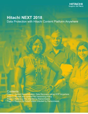 Hitachi NEXT 2018 Data Protection with Hitachi Content Platform Anywhere  Contents  Page 2: Guided