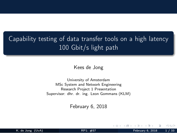 capability testing of data transfer tools on a high