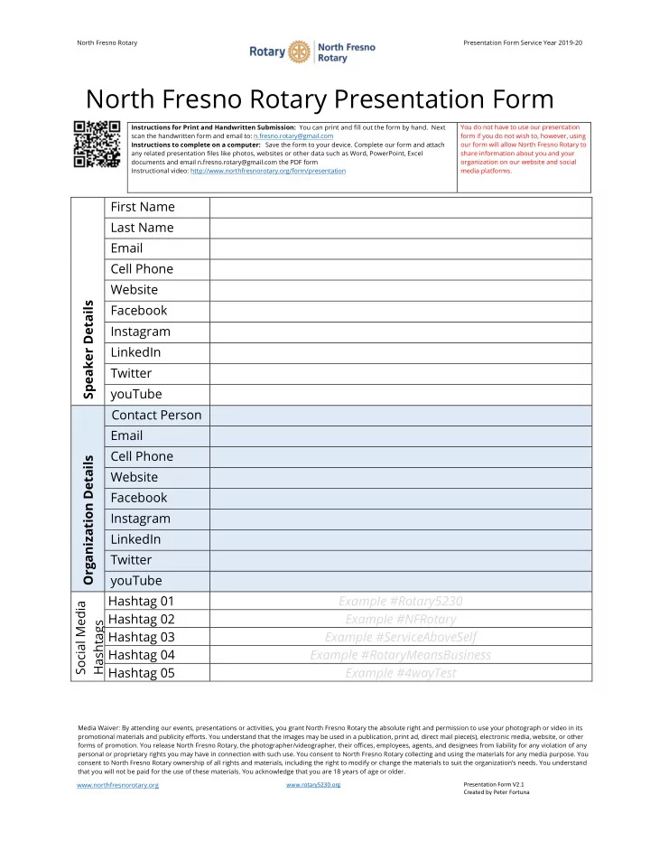north fresno rotary presentation form