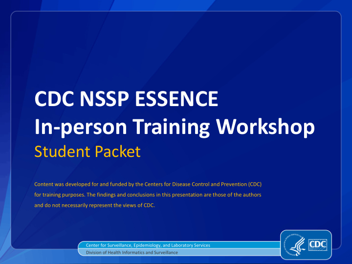 cdc nssp essence in person training workshop