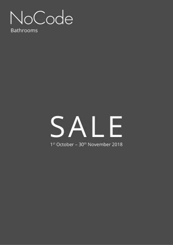 SALE 1 st October  30 th November 2018 TRIBECA WCs 30% sale TRIBECA 55 rimless wall hung WC